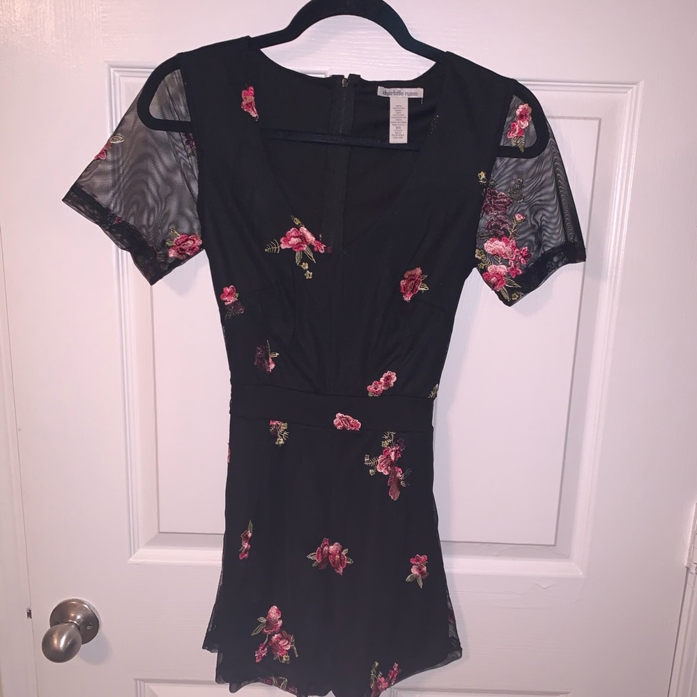 Black floral romper